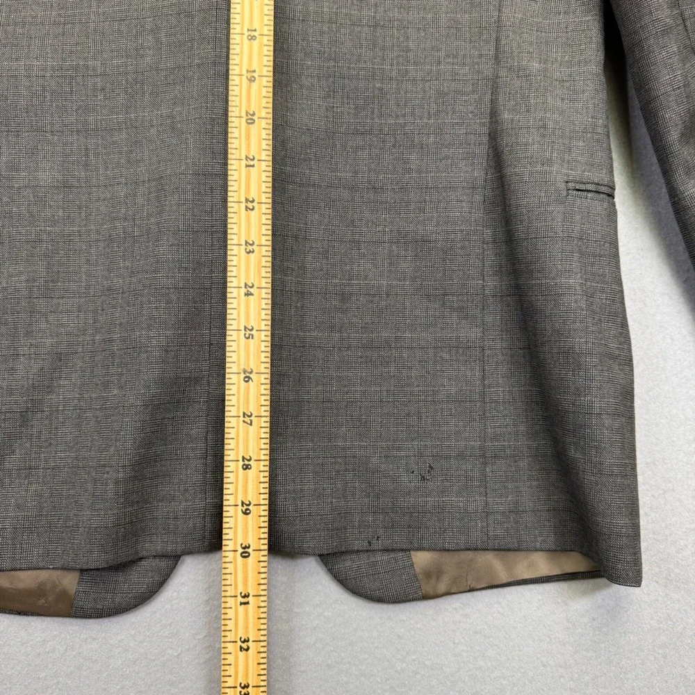 Mani by‎ Giorgio Armani Mens Gray Glen Check Virgin Wool Blazer Jacket Size 40R